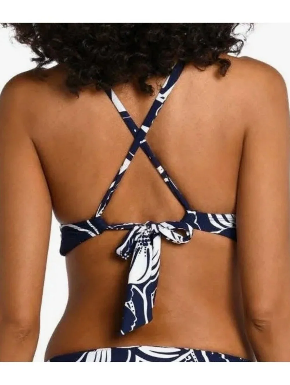 La Blanca Playa High Neck Keyhole Bikini Top Navy Sz 6 NWT